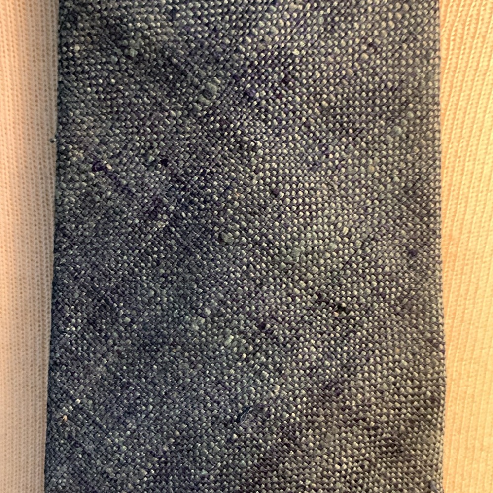 70’s TEAL BLUE RAW SILK NECKTIE FROM CAROL CRAVATS OF NEWBURYPORT ST., BOSTON MA - Picture 4 of 13
